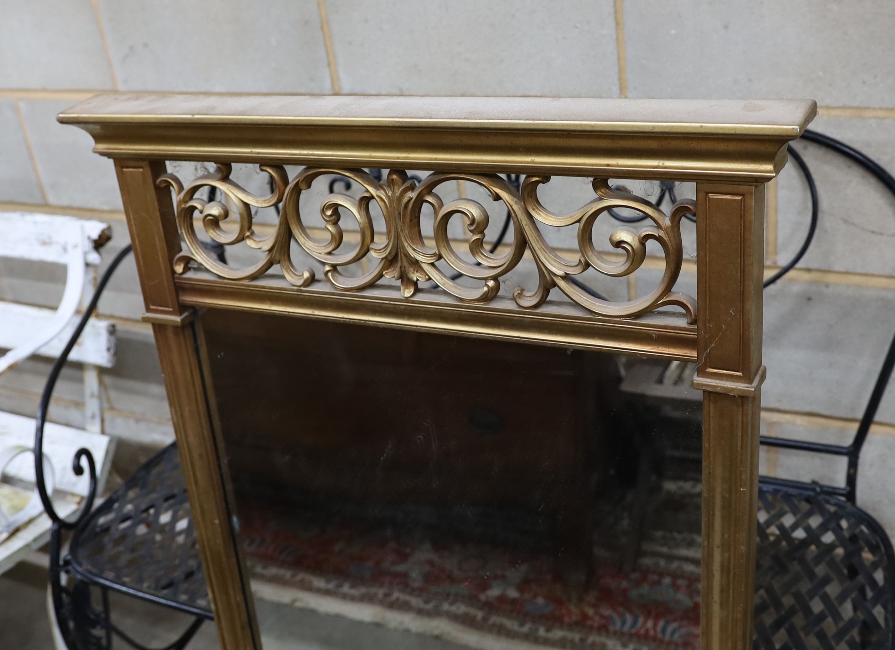 A Regency style rectangular gilt framed wall mirror, width 68cm, height 111cm